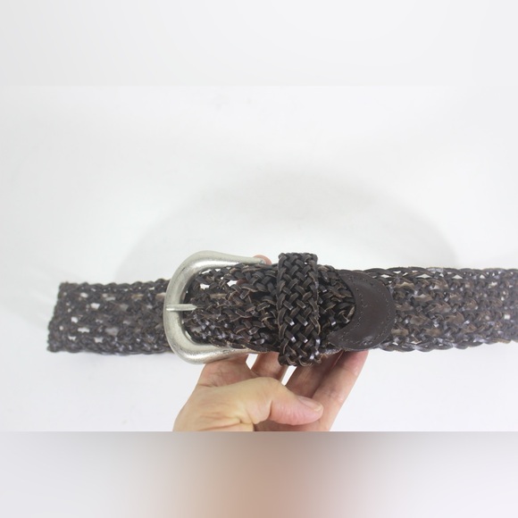 Vintage Woven Brown Lace Leather Belt with a Silver Buckle Adjustable Size - Picture 5 of 8